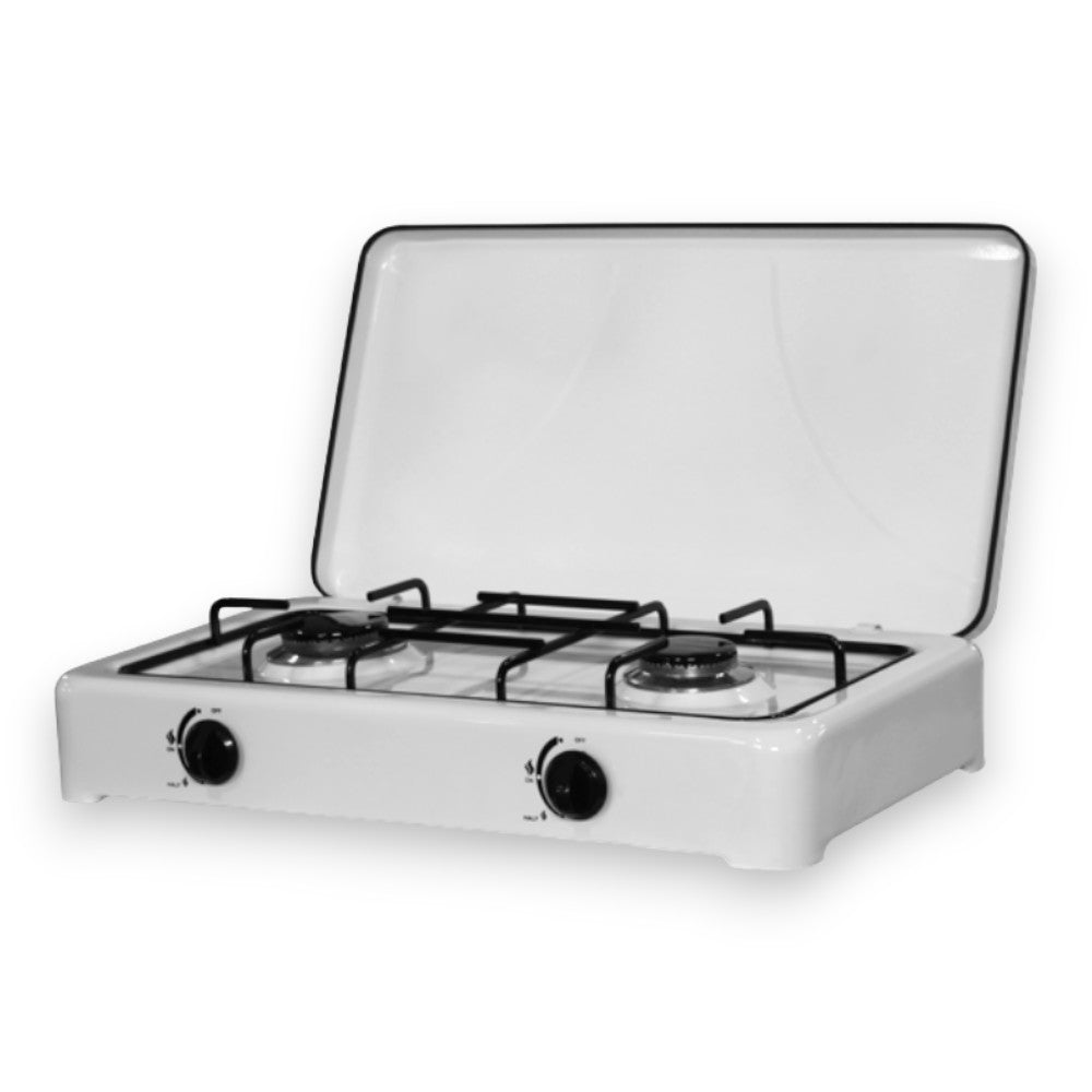 Cuisinière à gaz portable 2 feux en acier 58x31x13 cm