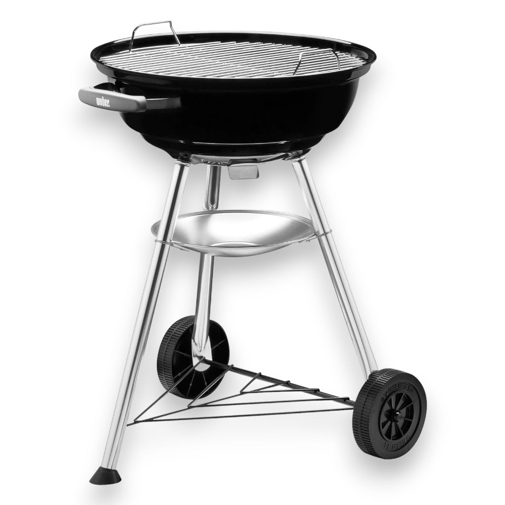 Barbecue à charbon rond avec roulettes et grille en acier chromé d'origine WEBER COMPACT KETTLE