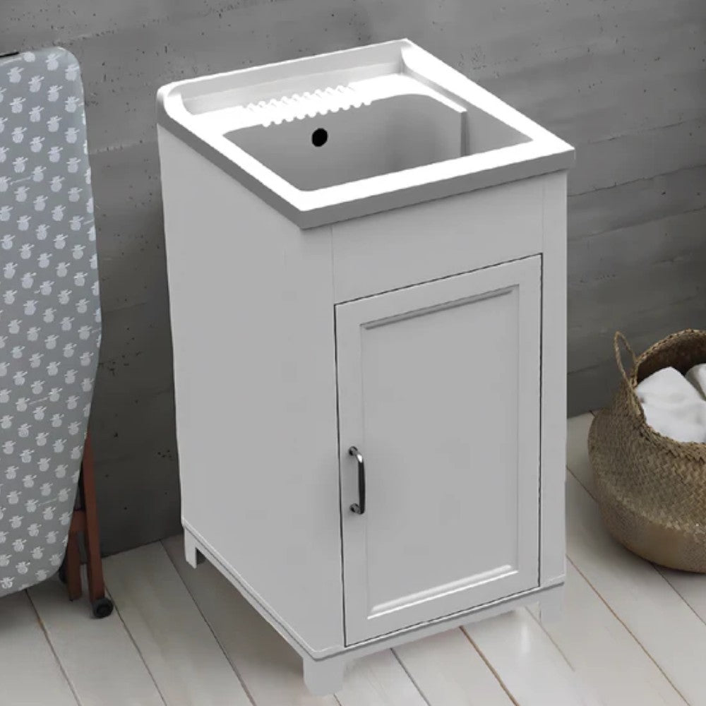 Meuble lavabo intérieur et extérieur en résine et PVC avec 1 porte en kit 45x50x80h cm