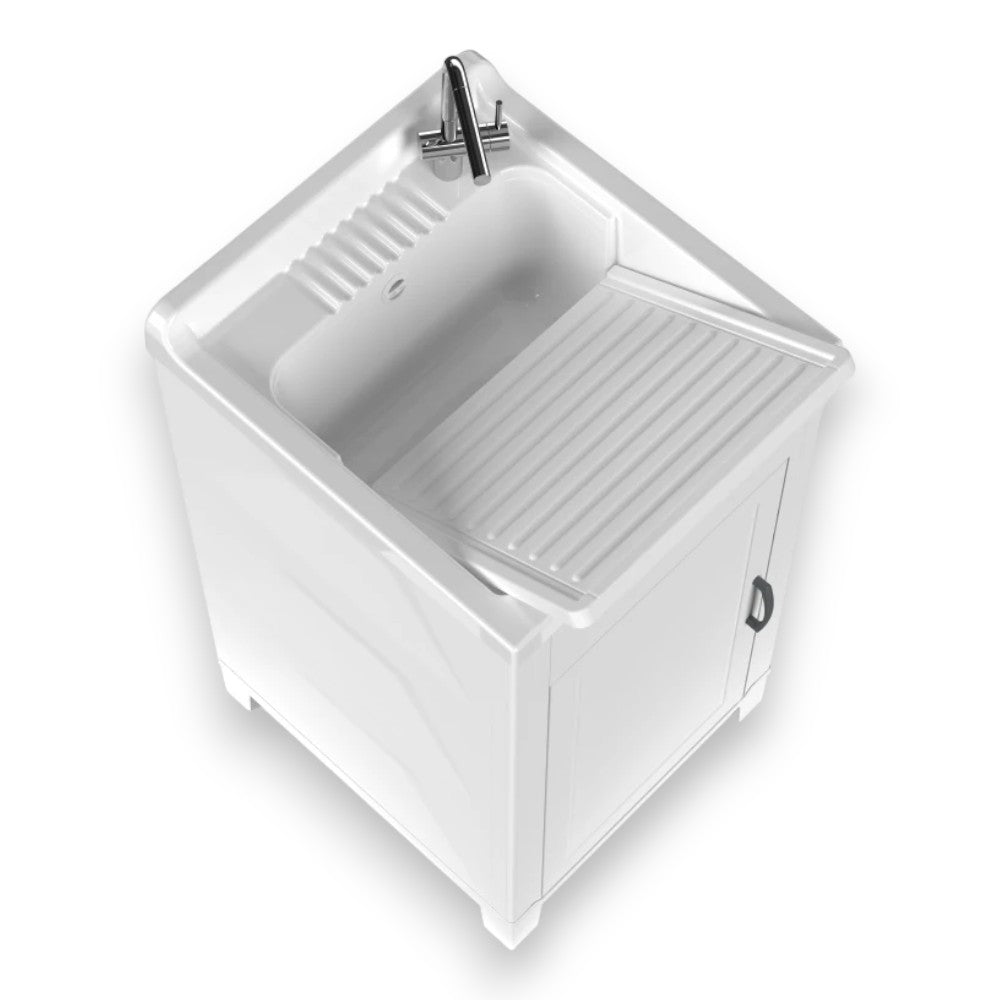 Meuble lavabo intérieur et extérieur en résine et PVC avec 1 porte en kit 45x50x80h cm