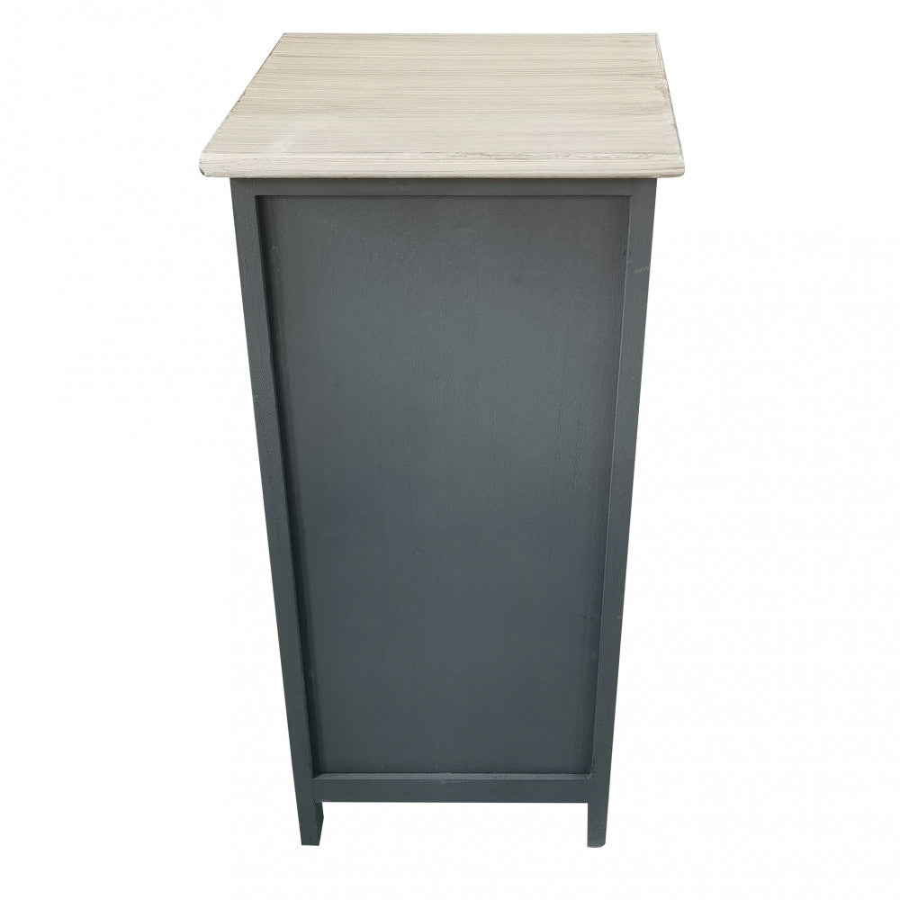 Mobiletto cassettiera in legno antracite 30x27x63 cm con 3 cassetti decorati