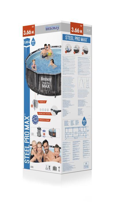 Piscine avec structure ronde effet bois Steel Pro MAX 366x100 cm Bestway 5614X