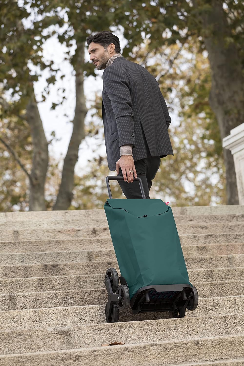 Chariot de courses pliable 2 en 1 avec 6 roues pour monter les escaliers avec sac de pluie 52 Lt GIMI Tris