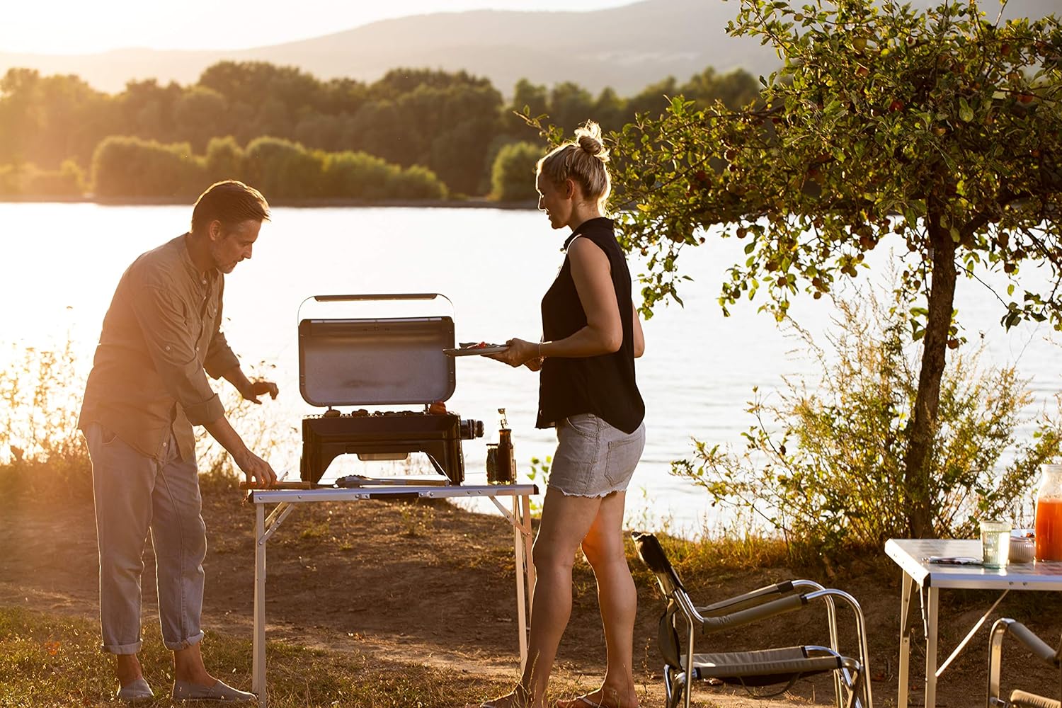 Barbecue à gaz avec plan en fonte 48x26 cm Campingaz Attitude 2GO CV 