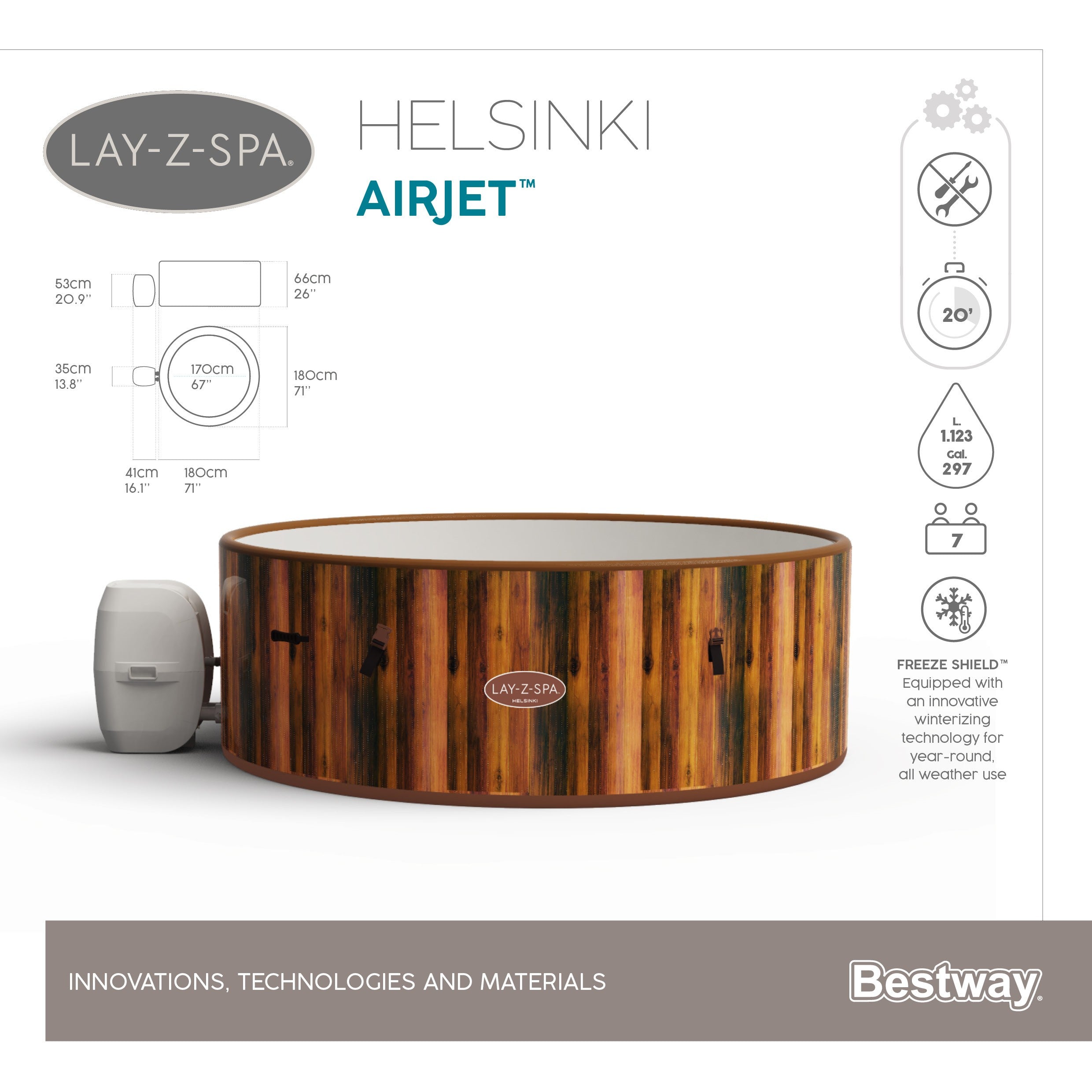 Piscine spa d'hydromassage Lay-Z-Spa Helsinki Airjet Bestway 60025 