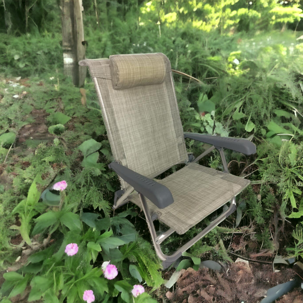 Poltrona sdraio pieghevole con struttura in alluminio e seduta in textilene con schienale regolabile Sun