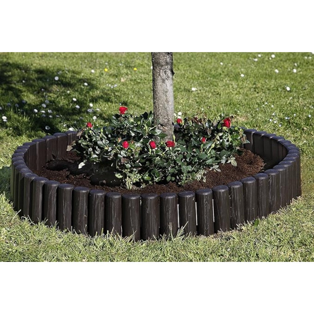 Bordure de clôture palissade en résine finition bois pour massifs et jardin de cacaoyers longueur 2,4m hauteur 25cm