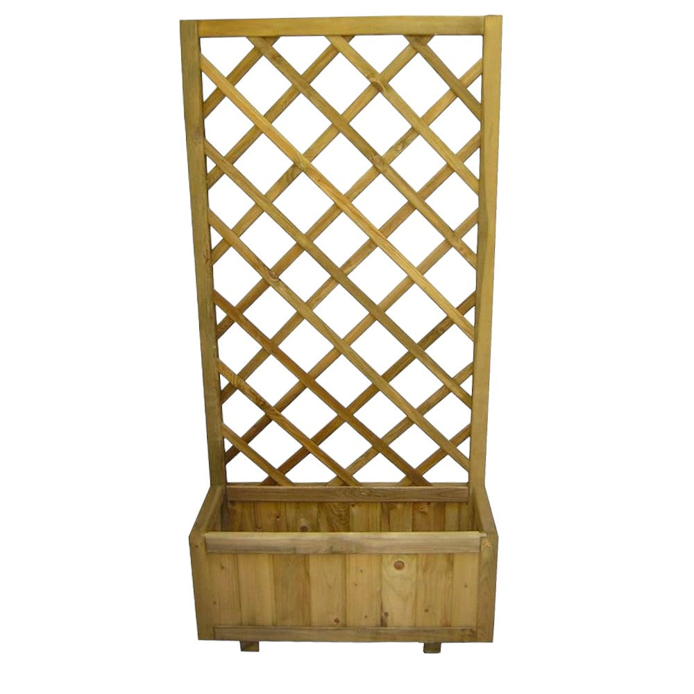 Fioriera in pino impregnato con traliccio 30x75xH150 cm