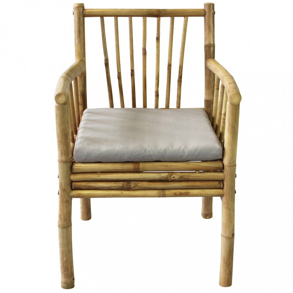 Fauteuil d'extérieur avec coussin rembourré et structure en bambou Capri