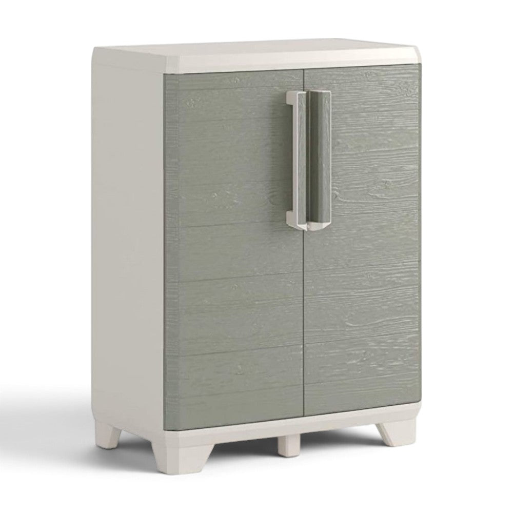 Armadio linear wood lucchettabile basso in resina a 2 ante e 1 ripiano regolabile Keter