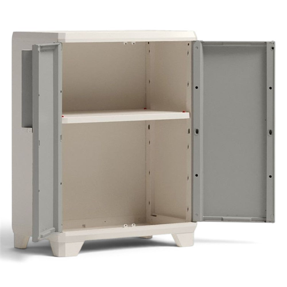 Armadio linear wood lucchettabile basso in resina a 2 ante e 1 ripiano regolabile Keter
