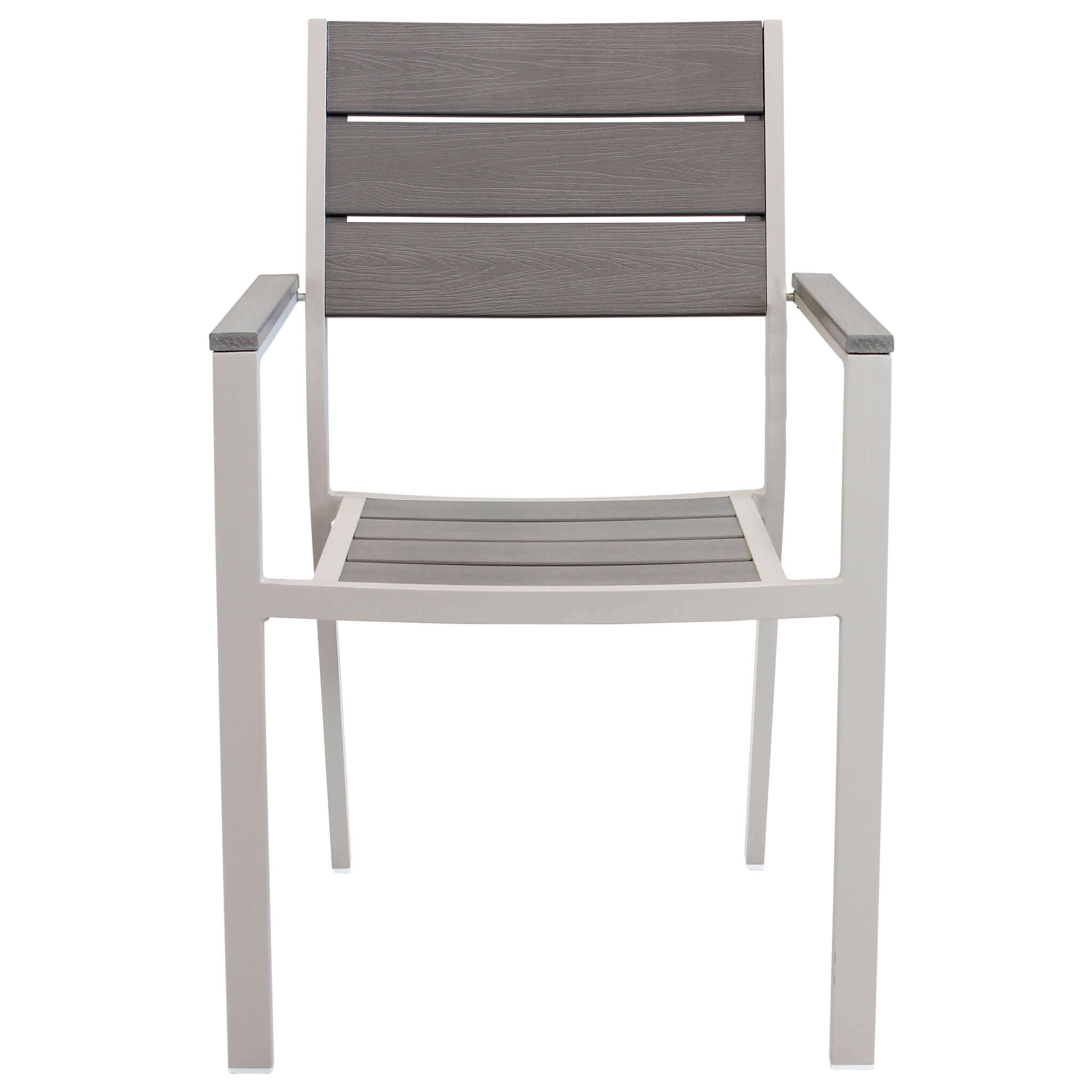 Fauteuil d'extérieur empilable en aluminium avec assise et dossier en polywood effet lattes Futy