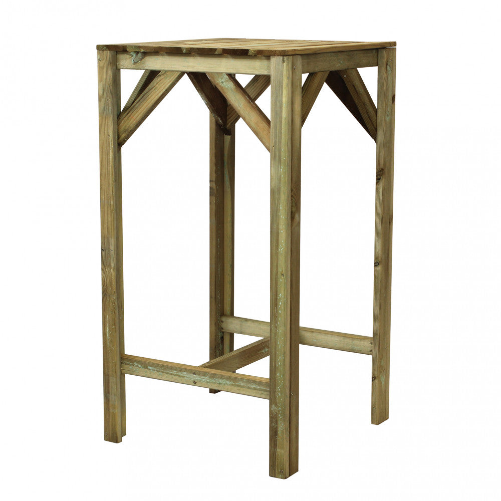 Table haute de bar, pub et club d'extérieur 60x60x110 cm en bois de pin imprégné à peindre Trender