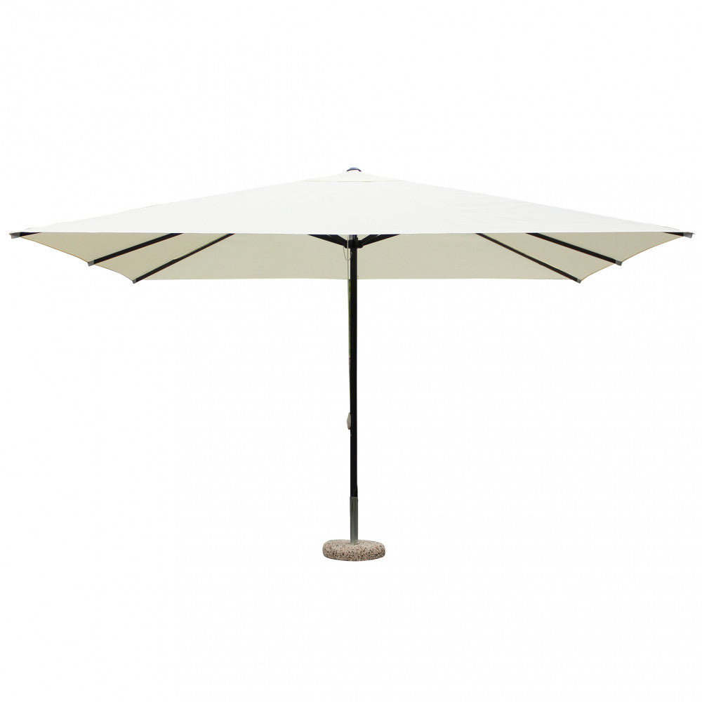 Parasol de jardin à mât central 3x4 m avec mât en aluminium noir et housse en Brayan beige