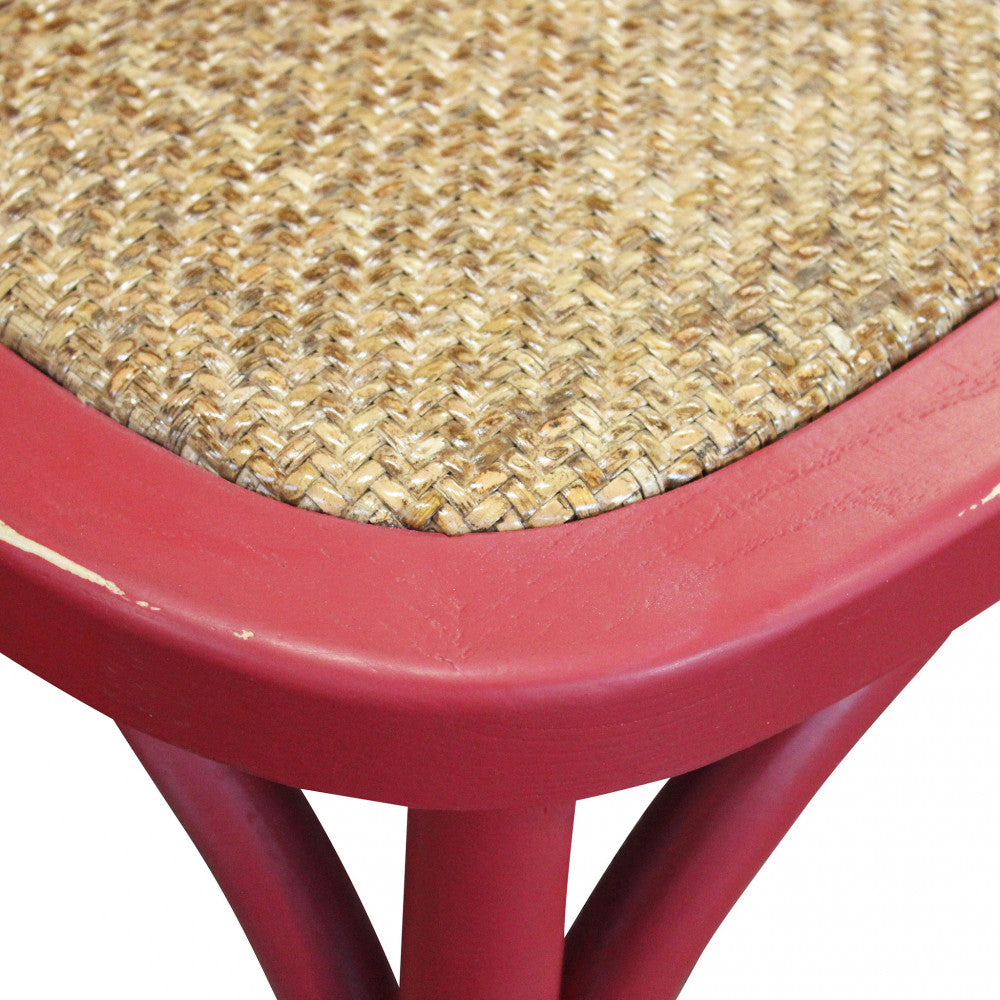 Sedia da pranzo in legno con schienale a croce e seduta in rattan 46x42xH87 cm Cross
