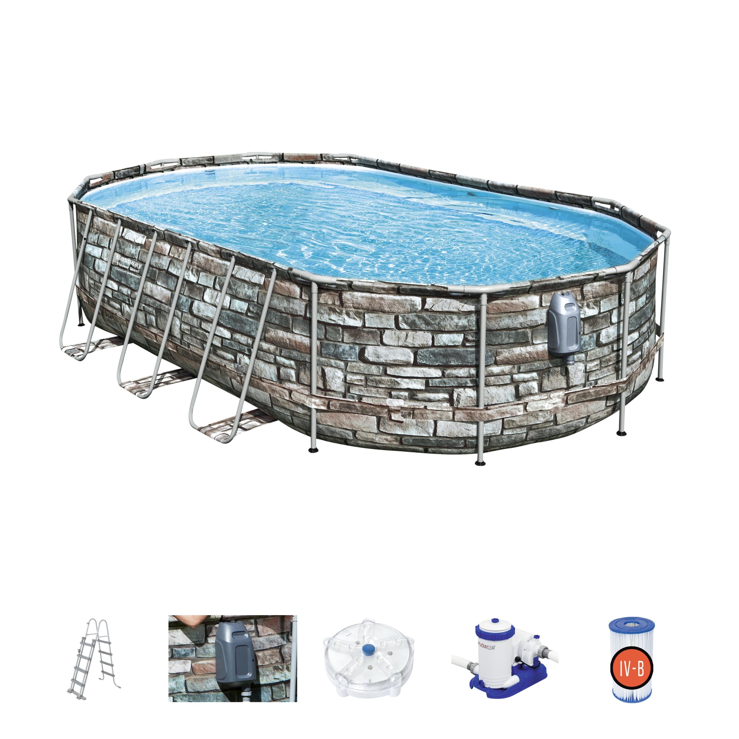 Piscine ovale Power Steel Comfort Jet d'hydromassage 610X366X122 Bestway 56719
