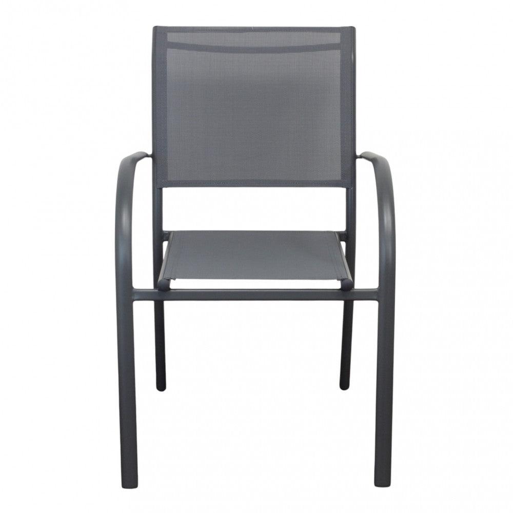 Sedia poltrona impilabile da esterno con struttura in alluminio e textilene Stamin