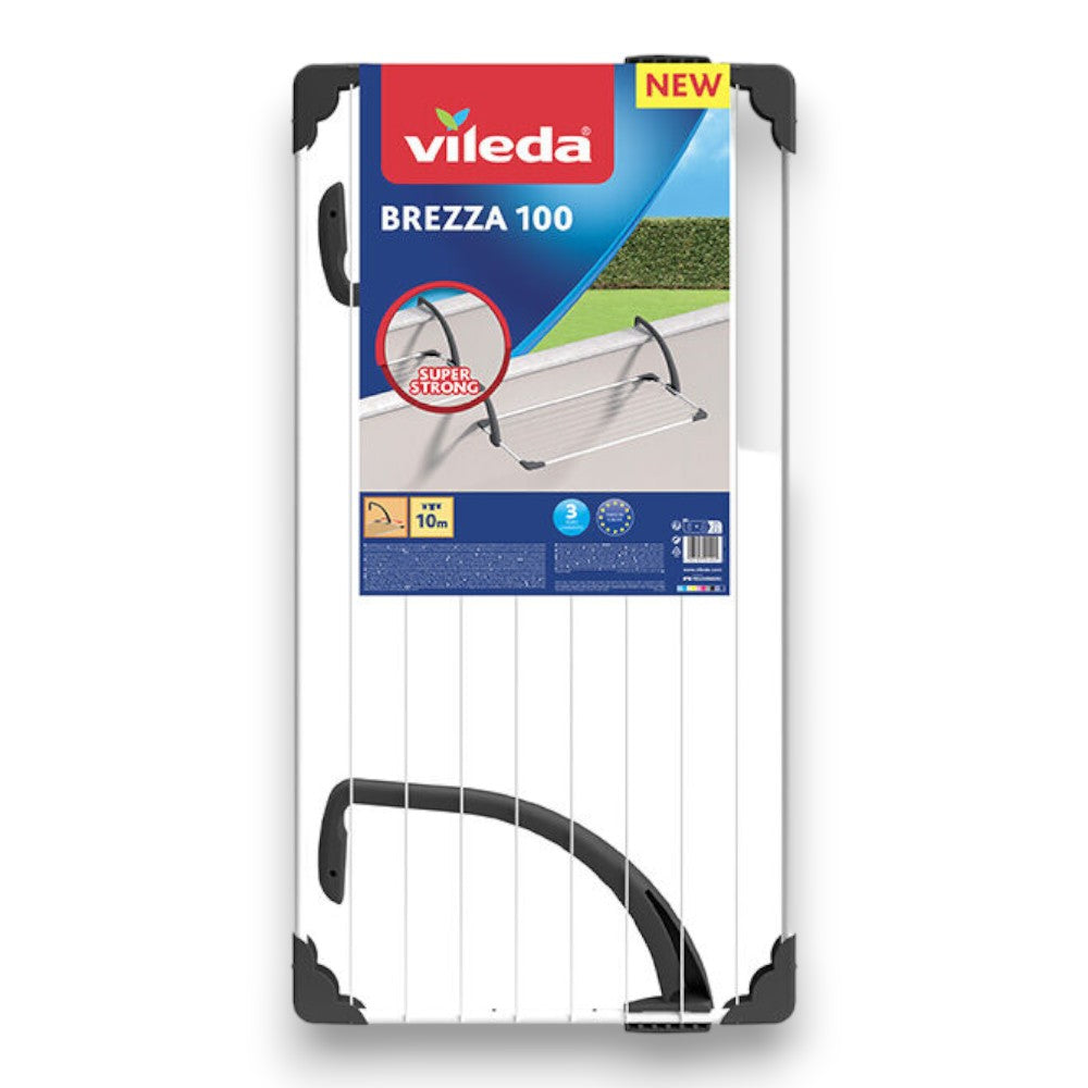 Étendoir et radiateur de balcon avec système anti-torsion ultra résistant en acier Poggiolo Vileda Brezza 100