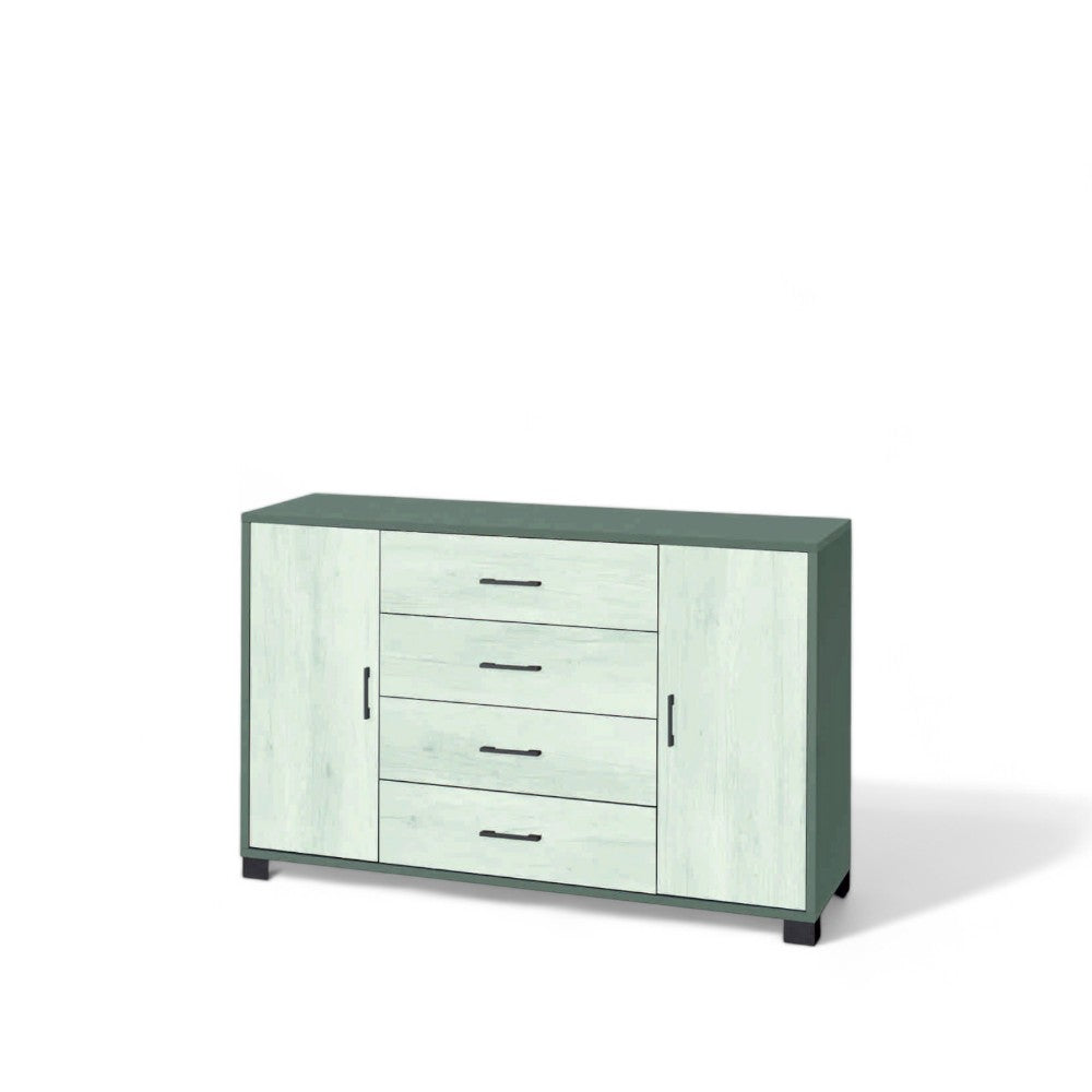 A775Ttqb030K Armoire 2 portes 4 tiroirs - Kit Titane et Chêne Blanc