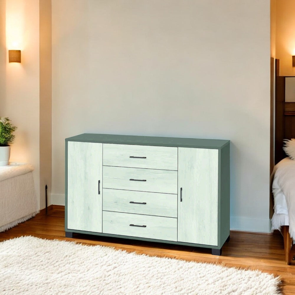 A775Ttqb030K Armoire 2 portes 4 tiroirs - Kit Titane et Chêne Blanc