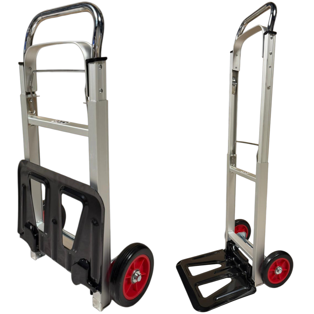 Chariot caisse télescopique en aluminium. Capacité : 90 kg.