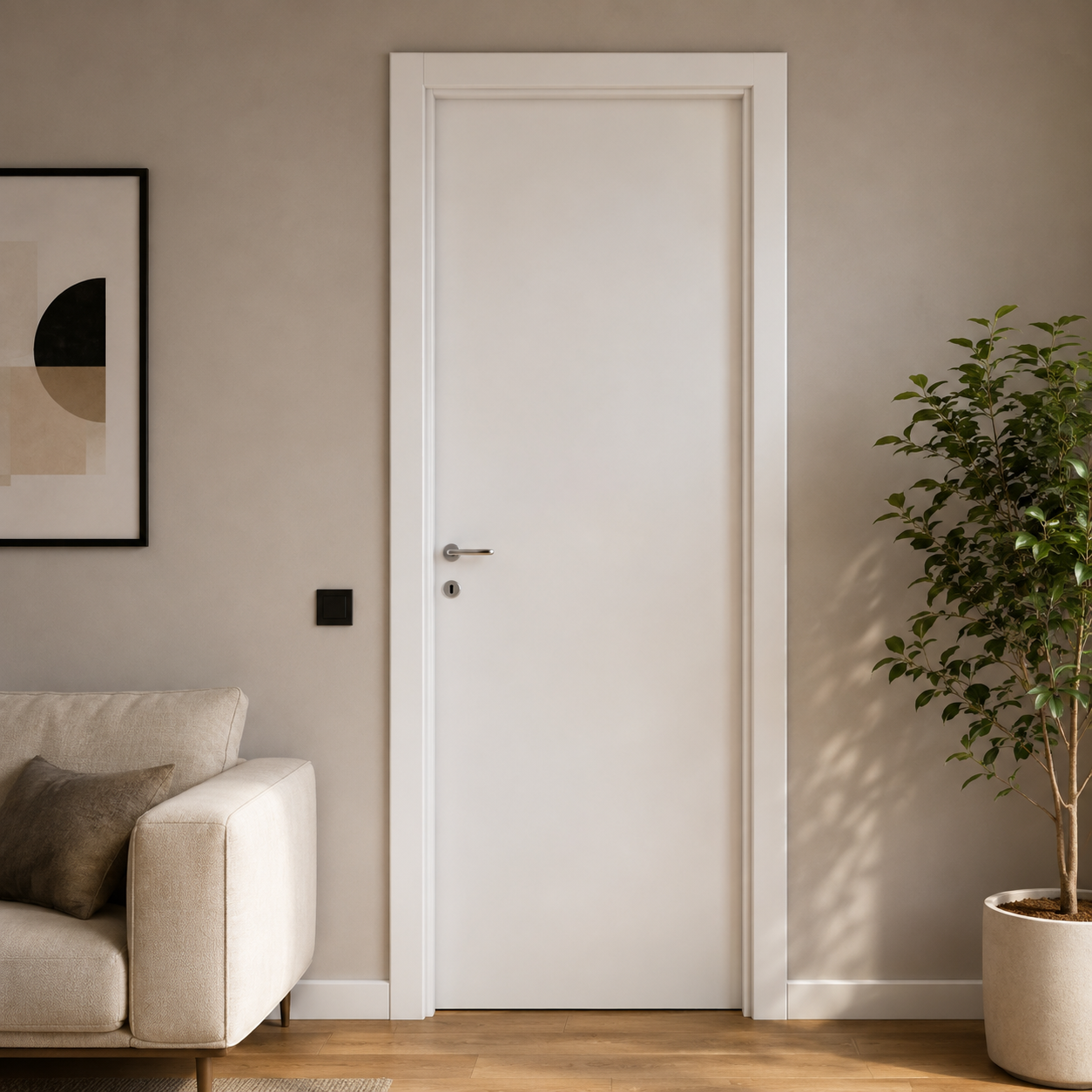 Porta da interno battente reversibile bianco effetto liscio in MDF H210 cm