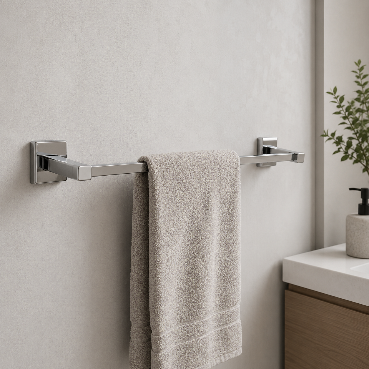Portasalviette da bagno in acciaio inox AISI 304 cromato moderno e funzionale