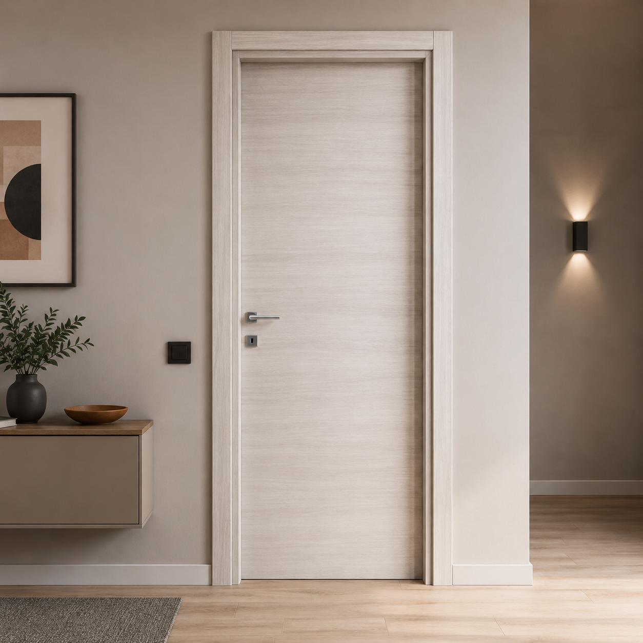 Porta da interno battente reversibile palissandro bianca effetto venato in MDF H210 cm