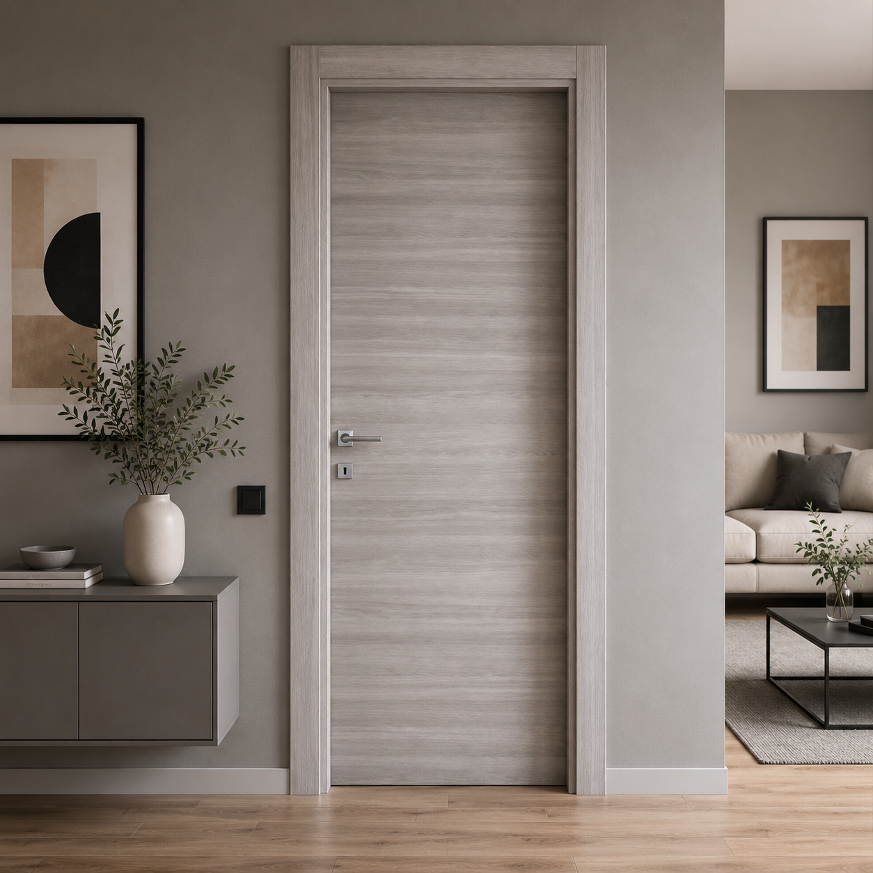 Porta da interno battente reversibile olmo grigio effetto venato H210 cm