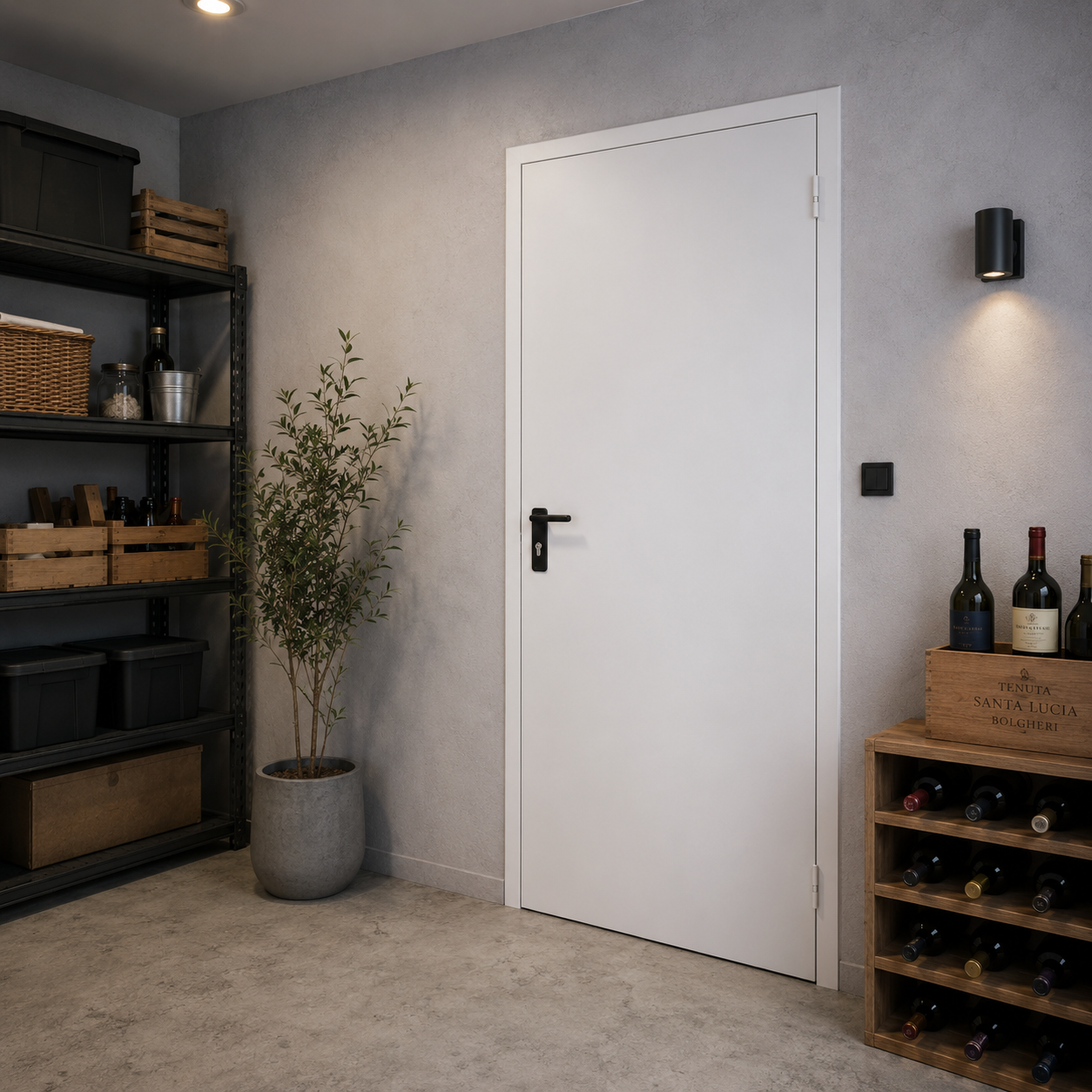 Porta da cantina multiuso tamburata reversibile in acciaio zincato verniciato bianco