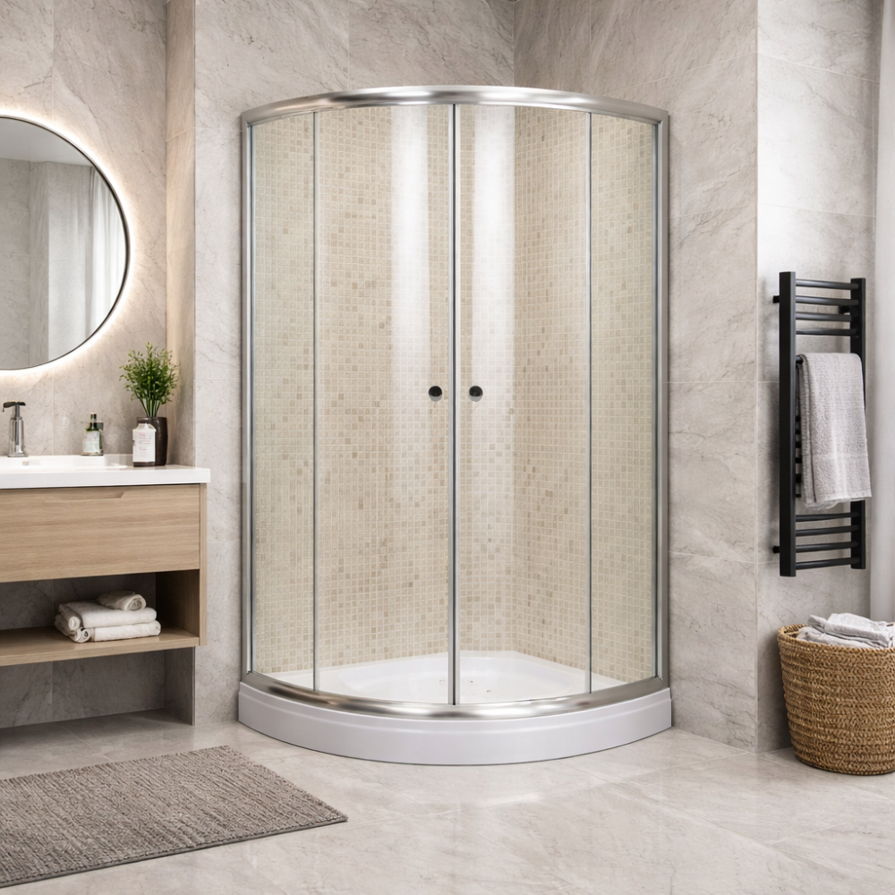 Box doccia semicircolare in vetro 5 mm con apertura scorrevole modello GIGLIO H190 cm