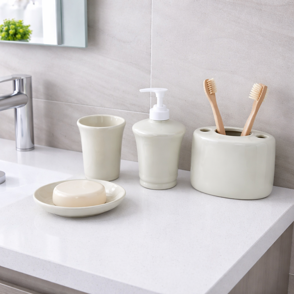 Ensemble de salle de bain en céramique blanche