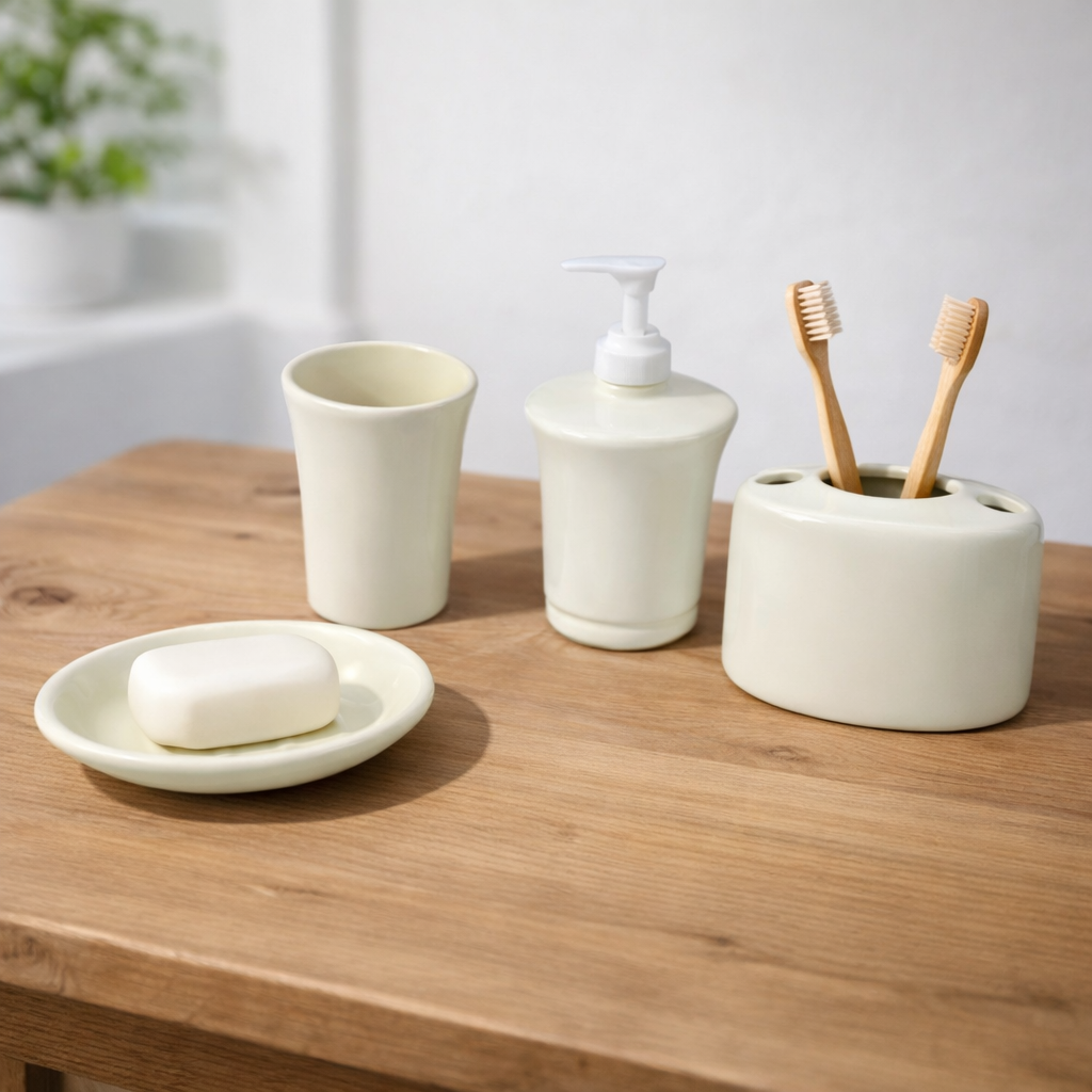 Ensemble de salle de bain en céramique blanche