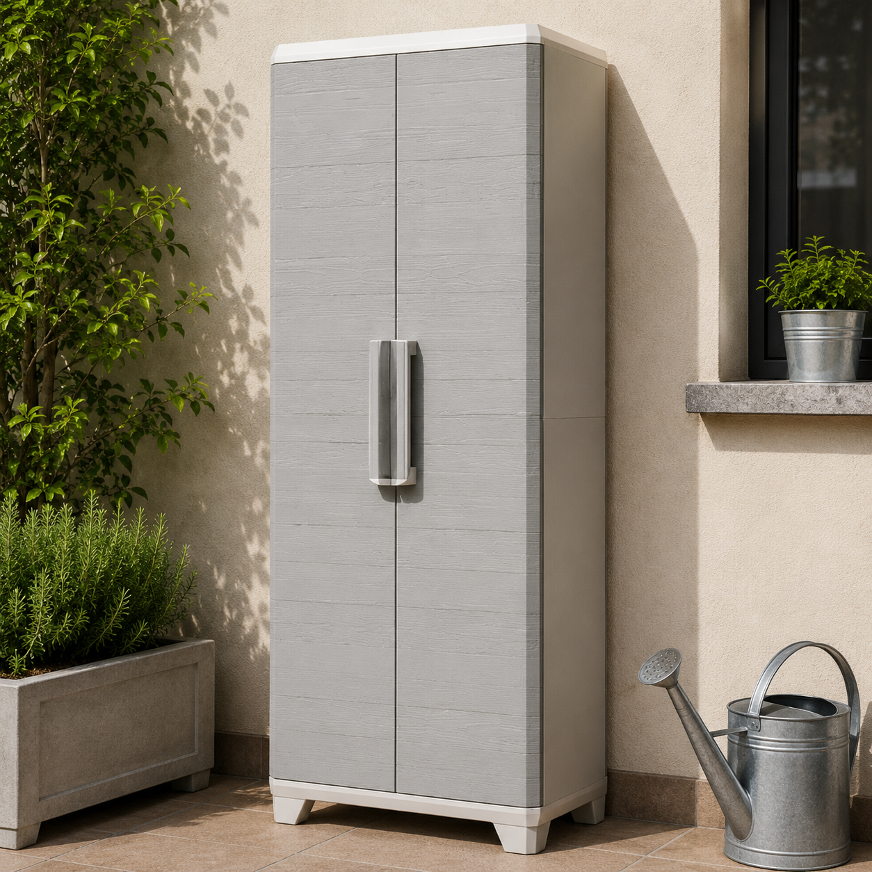 Armadio linear wood in resina tuttopiani lucchettabile con 2 ante e 3 ripiani Keter