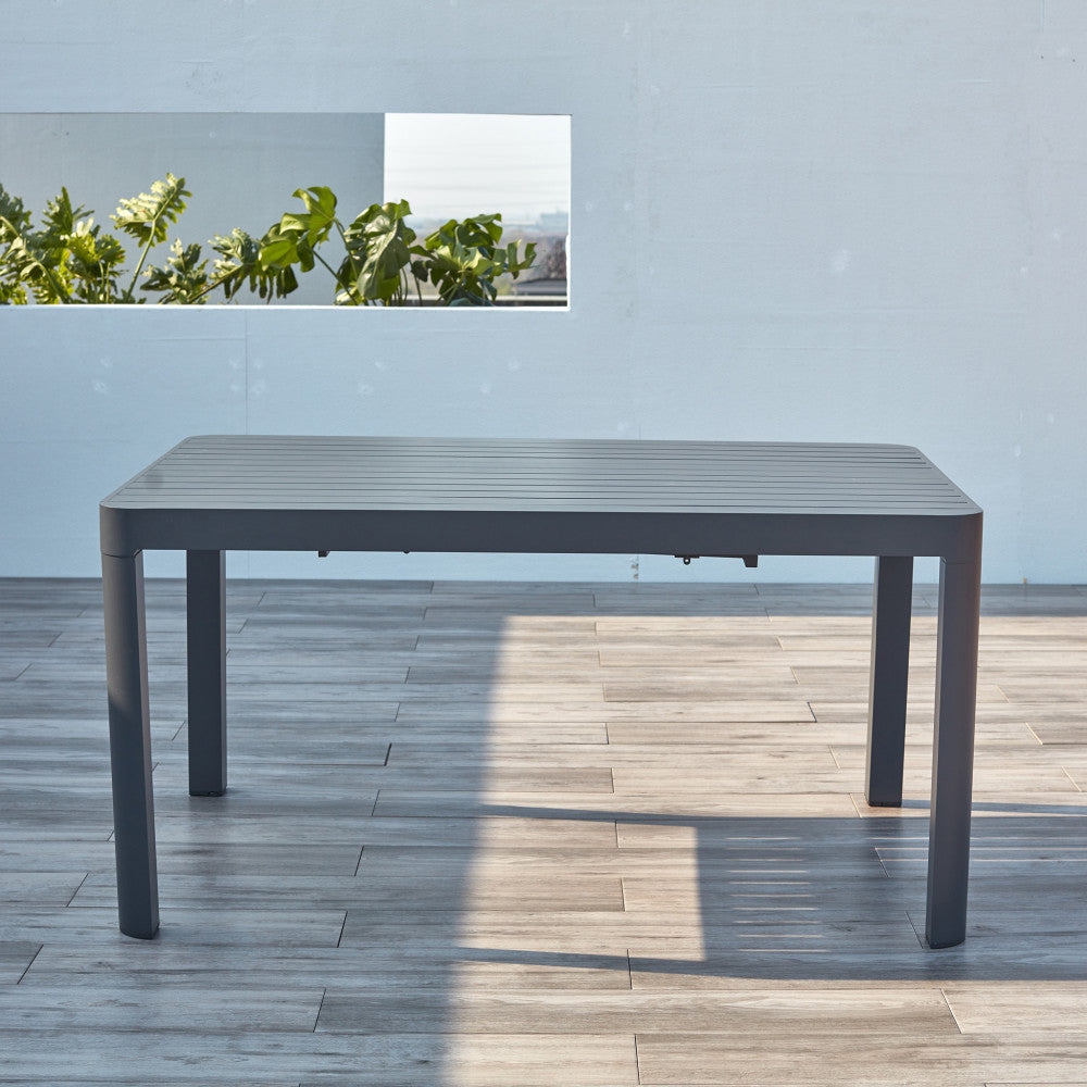 Table d'extérieur 100x150 cm en aluminium avec plateau à lattes extensible en largeur Square Maxi