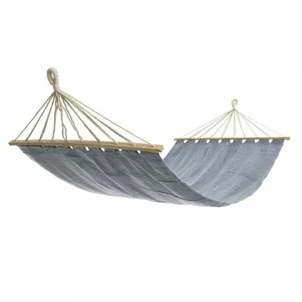 Hamac de jardin 200x100 cm avec drap en coton et tiges en bois