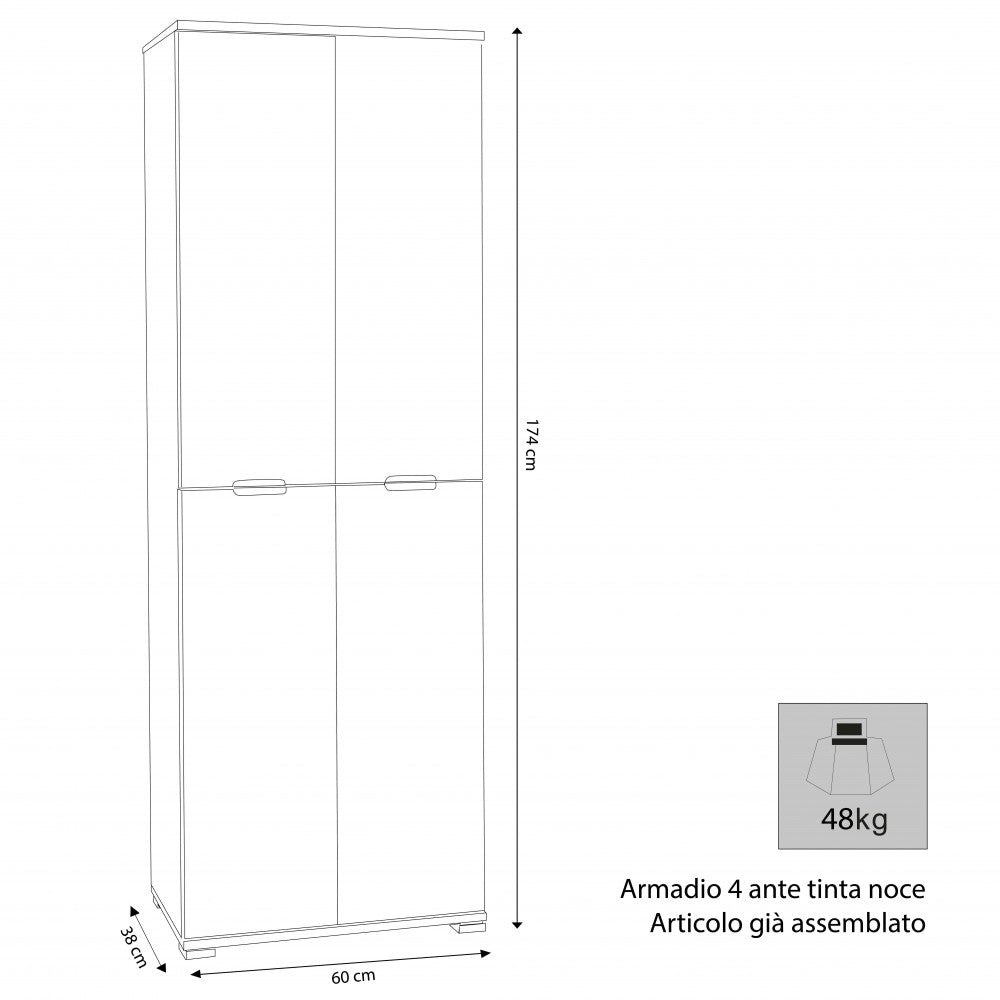 Armoire 4 portes en mélaminé bilaminé Classic Line