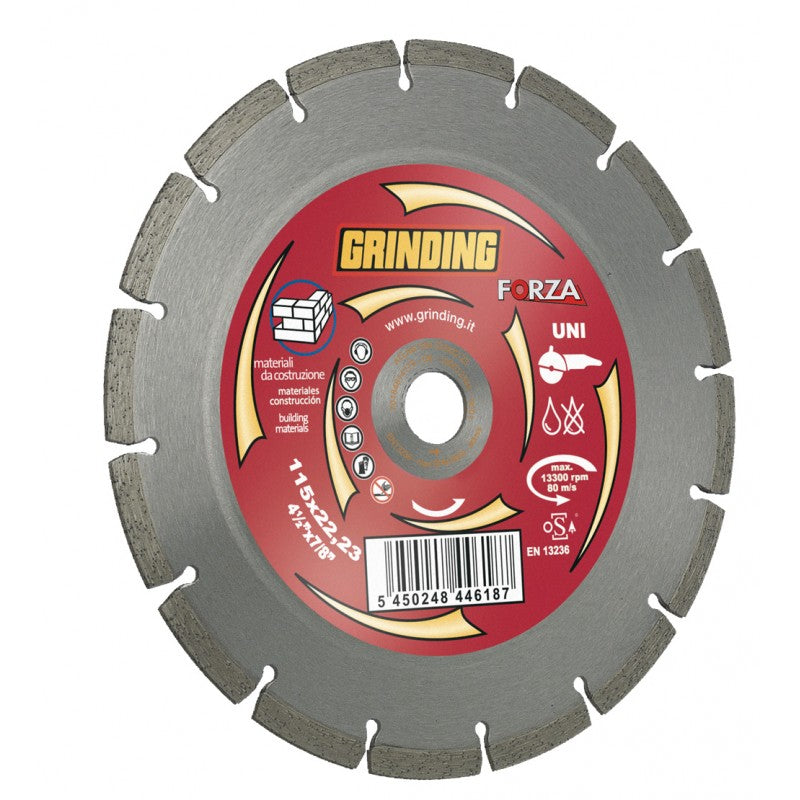 Disco per smerigliatrici angolari 115mm a segmenti sintetizzato taglio materiali da costruzione Forza Settore Grinding