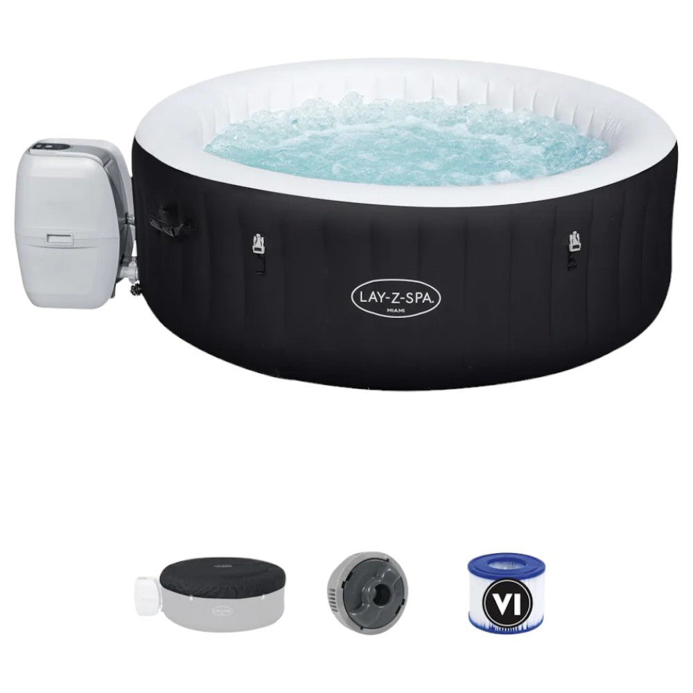 Piscine SPA d'hydromassage noire 2-4 places Ø180xH66 cm Lay-Z Spa Miami BESTWAY 60001