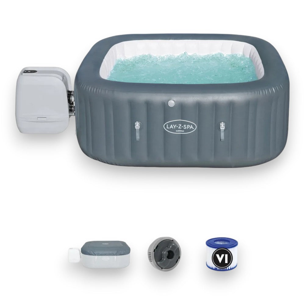 Piscine SPA d'hydromassage gris foncé 4-6 personnes avec télécommande via APP Lay-Z Spa Hawaii Hydrojet Pro BESTWAY 60031