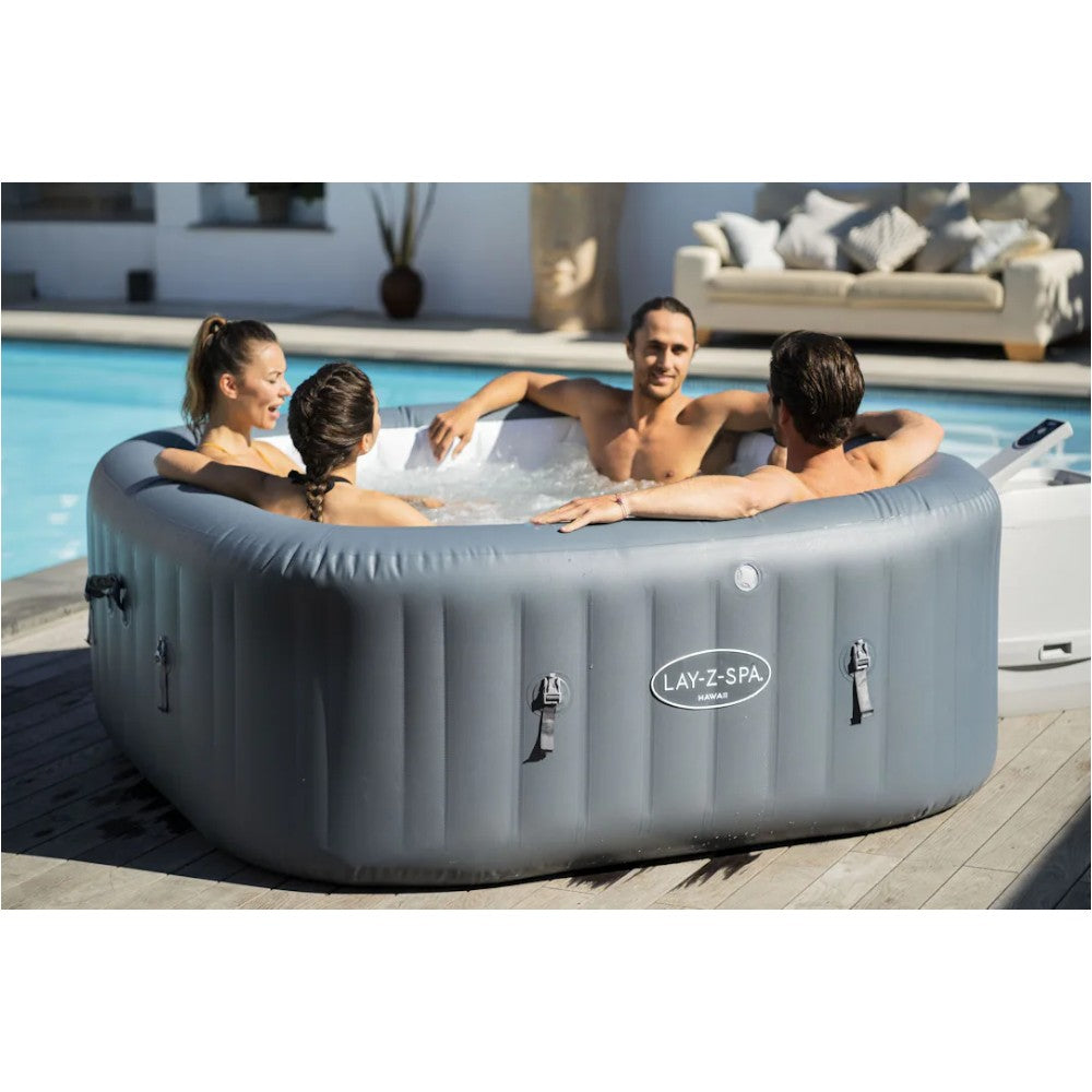 Piscine SPA d'hydromassage gris foncé 4-6 personnes avec télécommande via APP Lay-Z Spa Hawaii Hydrojet Pro BESTWAY 60031