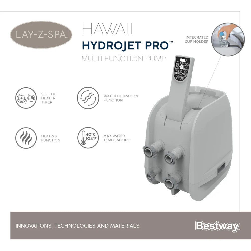 Piscine SPA d'hydromassage gris foncé 4-6 personnes avec télécommande via APP Lay-Z Spa Hawaii Hydrojet Pro BESTWAY 60031