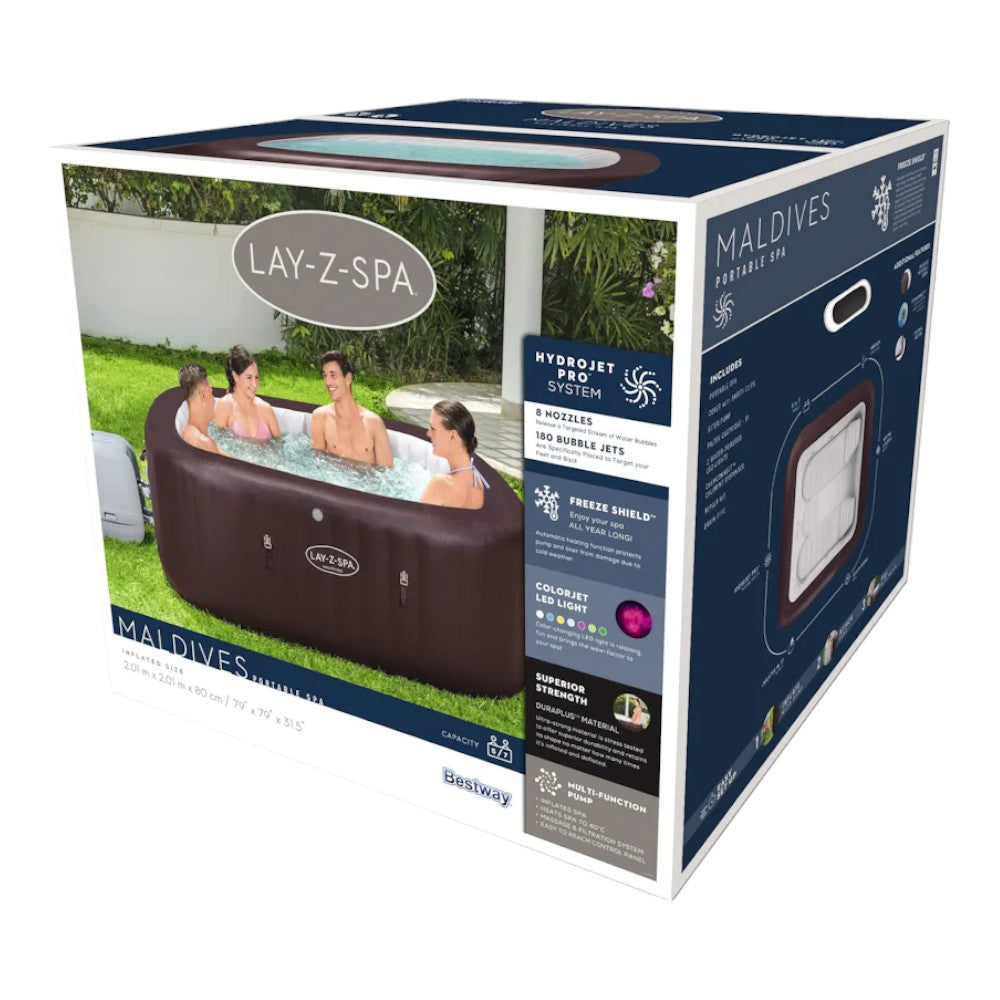 Piscine SPA d'hydromassage en acajou 5-7 personnes avec télécommande via APP Lay-Z Spa Maldives Hydrojet Pro BESTWAY 60033