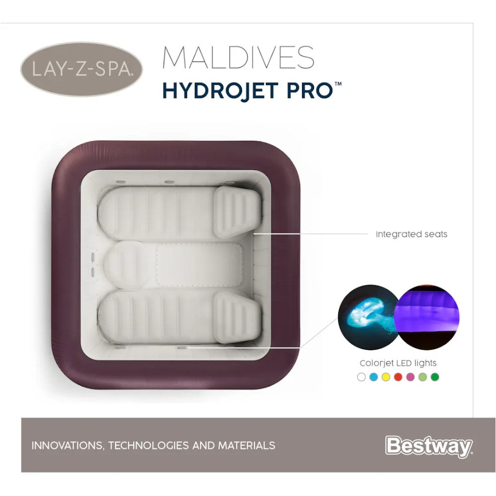 Piscine SPA d'hydromassage en acajou 5-7 personnes avec télécommande via APP Lay-Z Spa Maldives Hydrojet Pro BESTWAY 60033
