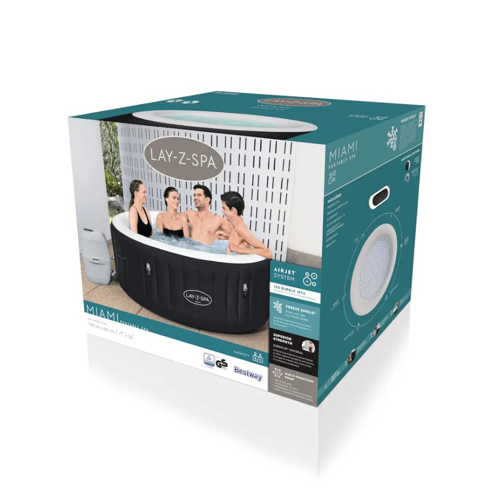 Piscine SPA d'hydromassage noire 2-4 places Ø180xH66 cm Lay-Z Spa Miami BESTWAY 60001