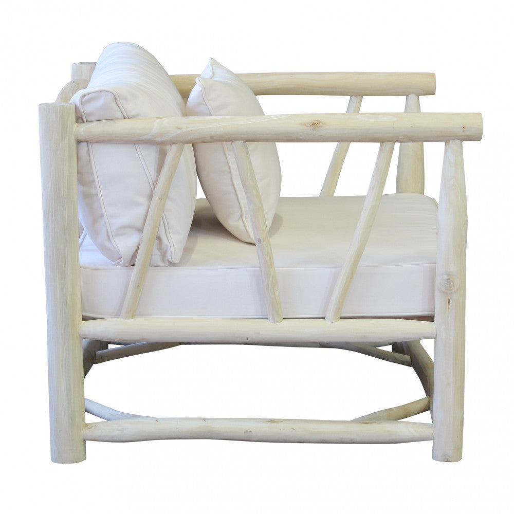 Fauteuil de jardin au design moderne avec coussins rembourrés et structure en teck Barcelona 