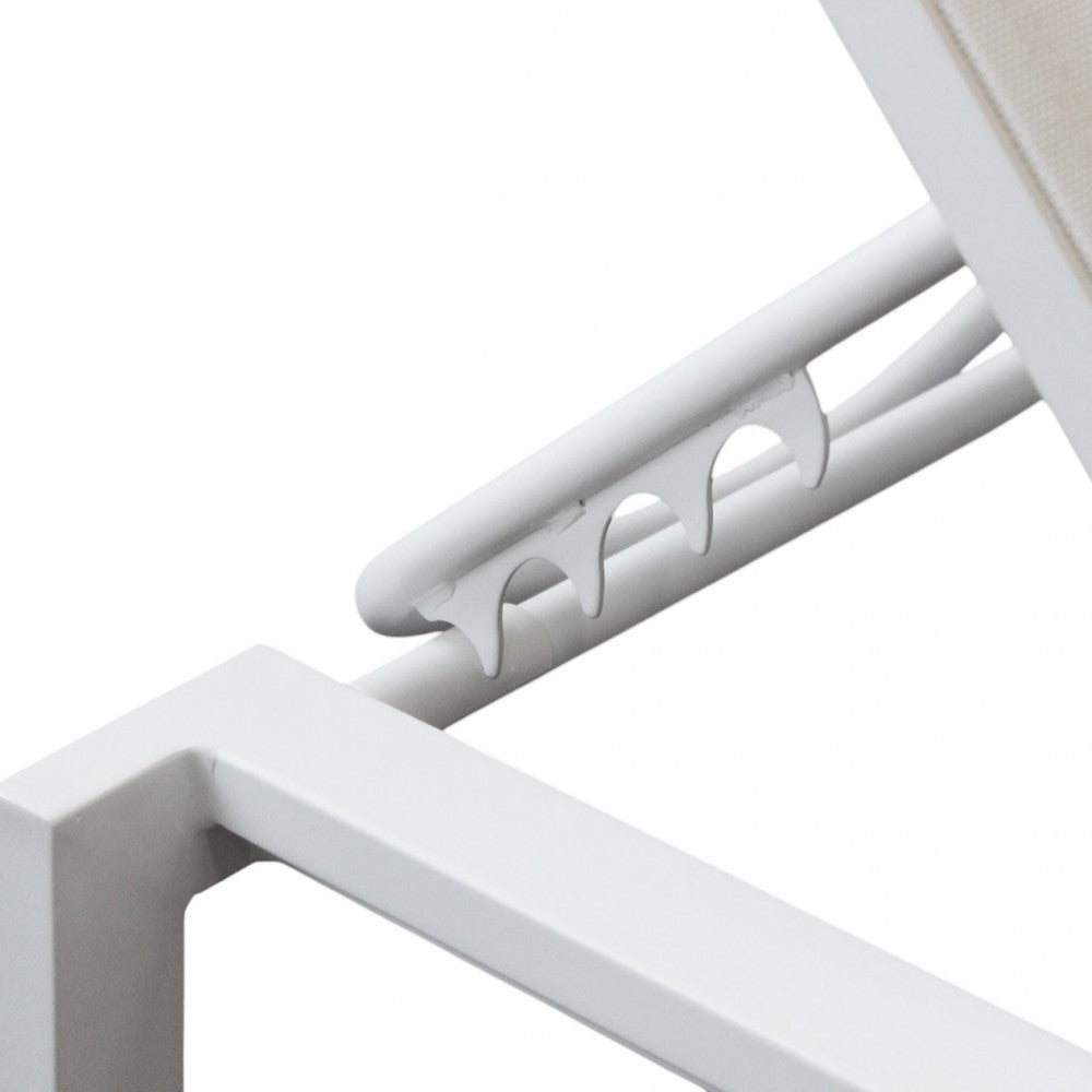 Lettino prendisole bianco impilabile rettangolare con struttura in alluminio 200x75xH39 cm Nefast
