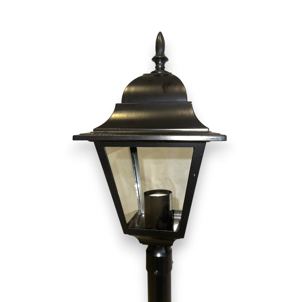 Lanterne aluminium sur mât noir pour extérieur H120 cm avec 1 lumière 100W modèle NEW YORK