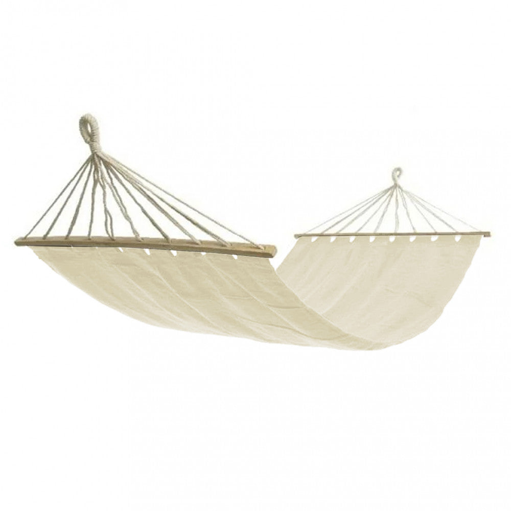 Hamac de jardin 200x100 cm avec drap en coton et tiges en bois