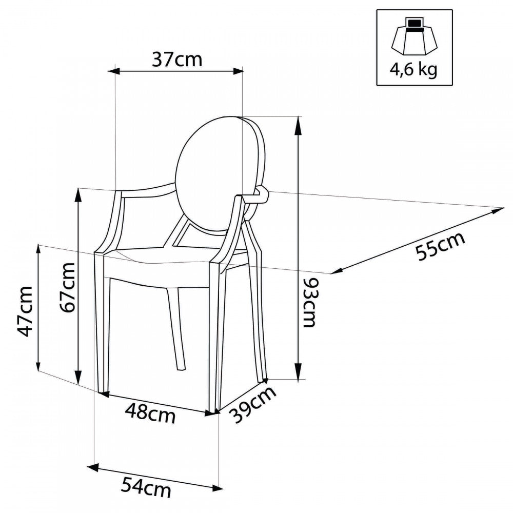 Fauteuil Emma en polycarbonate transparent avec accoudoirs